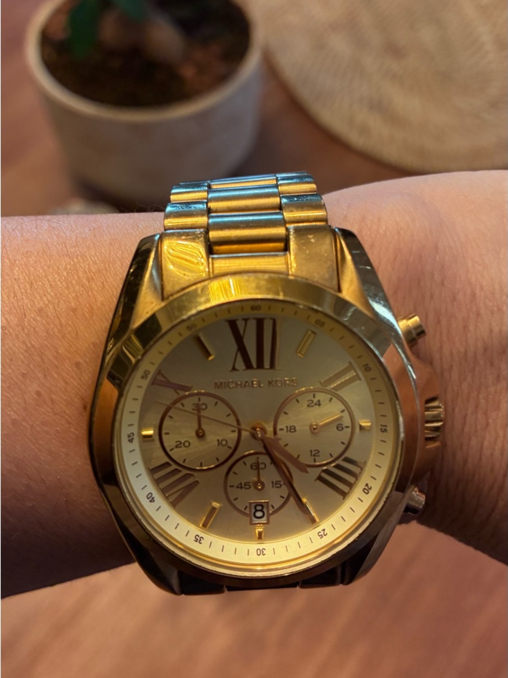 Michael Kors Gold-Tone Chronograph Bracelet Watch with Champagne Dial